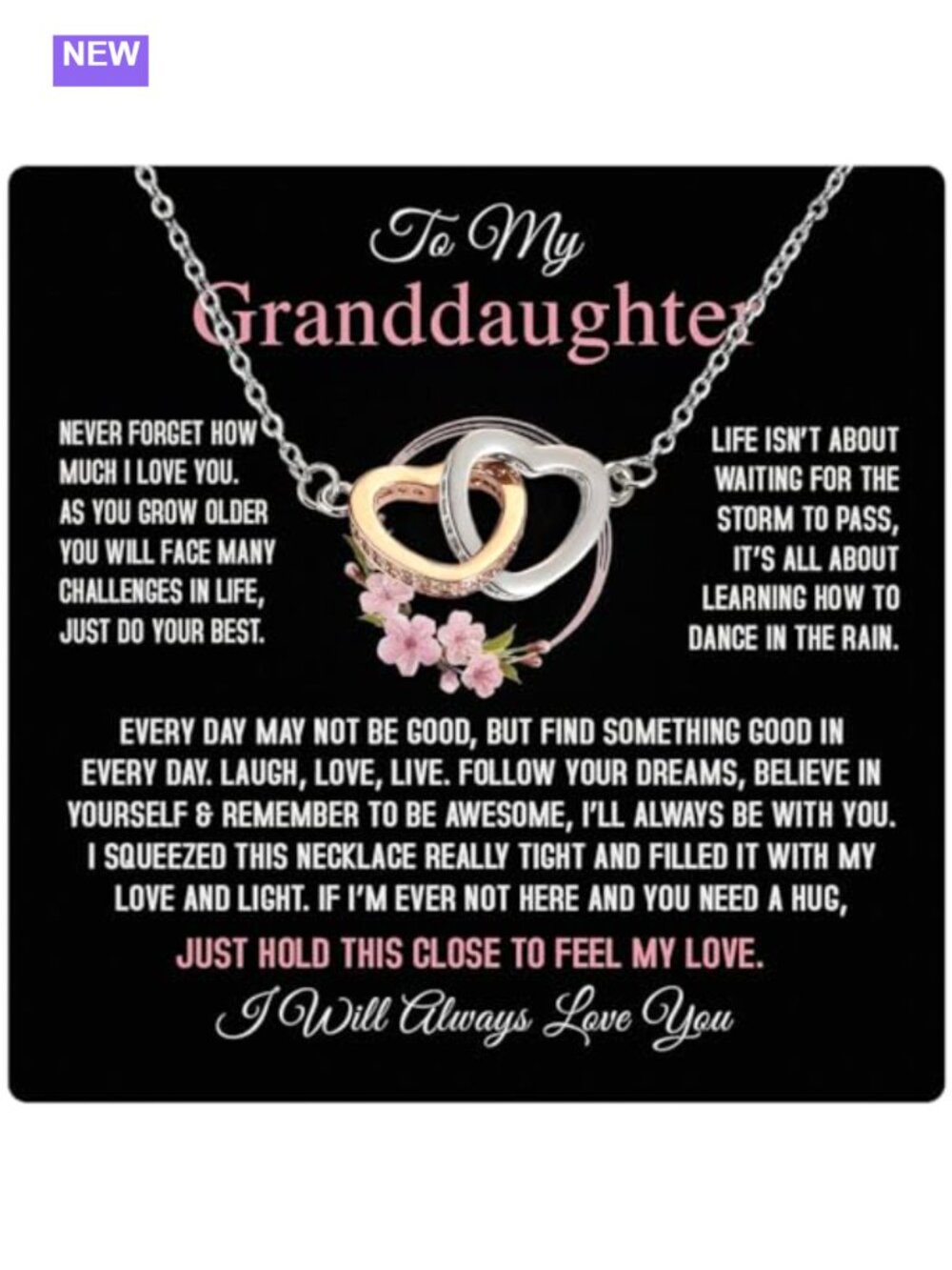 Gold Plated Granddaughter Necklace 18 in Stainless Steel Pendant Gift
